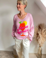 pull col V coupe loose, rose, apérol spritz grande taille