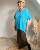 pull bleu turquoise en mohair grande taille