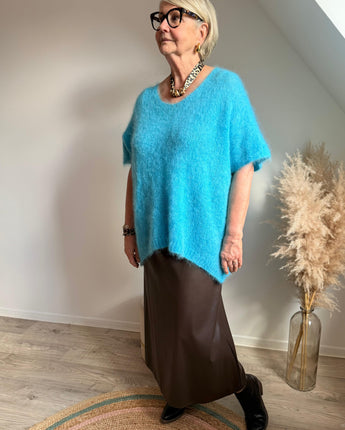 pull bleu turquoise en mohair grande taille