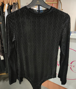 Body noir motif velours – Style chic & graphique