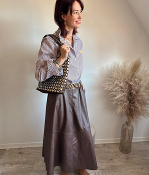 Jupe simili choco et sa ceinture léopard