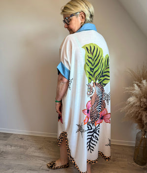 Robe longue manches courtes safari
