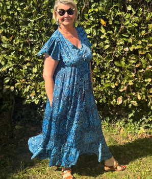 Robe longue bohème en soie