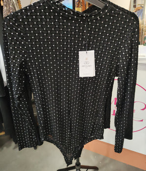 Body noir effet velours strass