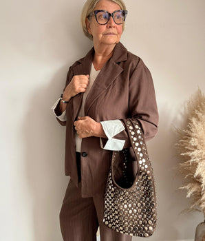 Sac en cuir clouté choco