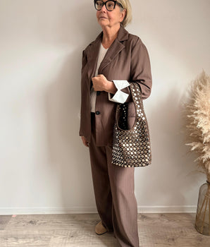 Tailleur pantalon rayé choco