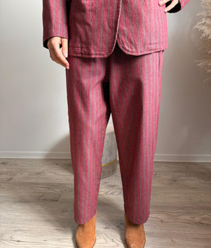 Pantalon magique rose rayé choco Johanna Paris