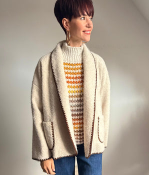 Veste gansée écru ou chocolat