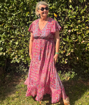 Robe longue bohème en soie
