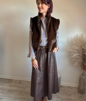Blouson sans manches en fausse fourrure ultra douce – Chic & Élégant