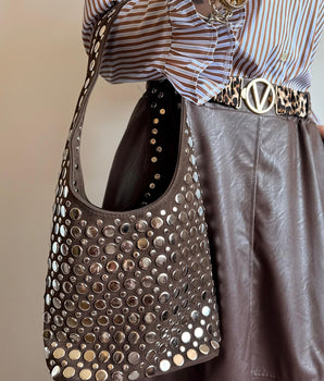Jupe simili choco et sa ceinture léopard