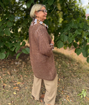 Gilet long en maille ajouré Pulpeuse