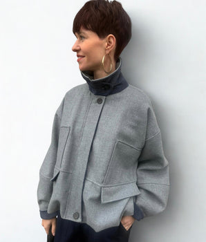 Blouson gris détails velours Johanna Paris