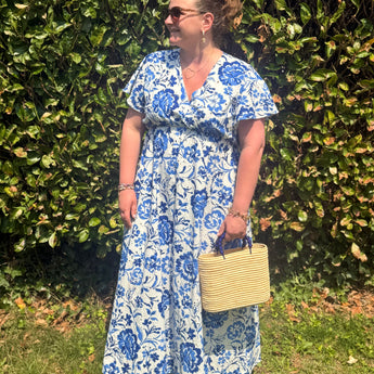 robe bleu en broderie anglaise grande taille