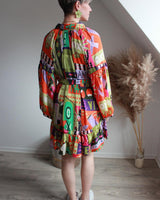 Robe chemise multi couleur à motif pour femme look tendance printemps 