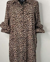 robe chemise longue motif léopard pour femme 