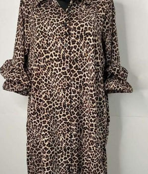 robe chemise longue motif léopard pour femme 