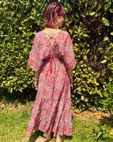 robe en soie décolleté dos et devant coloris rouge, taille unique 34/44, boutique sur Faches Thumesnil
