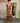 Robe longue bohème en voile de coton imprimée camel, beige et chocolat avec décolleté en V volanté – taille 36 à 40.