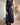 Robe longue noir élégante avec ouverture sur la taille 