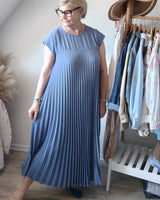 robe longue plissée bleu jean grande taille