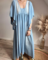 robe longue oversize bleue délavée 