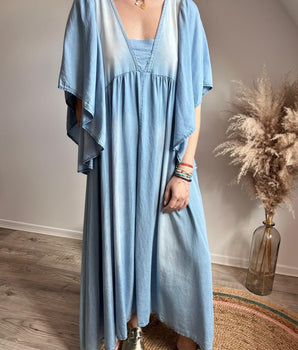 robe longue oversize bleue délavée 