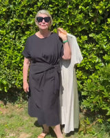 robe à nouer, taille unique, noir, kaki et écru, chic et casual