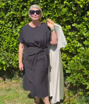robe à nouer, taille unique, noir, kaki et écru, chic et casual