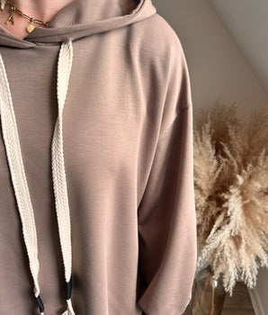 Robe sweat à capuche taupe