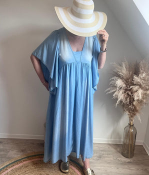 Robe longue tencel bleu délavé  Gabrielle - Johanna PARIS