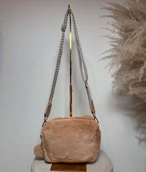 sac fourrure camel avec bandoulière