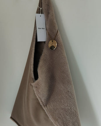 sac bi matière fourrure marque Alex Max coloris taupe