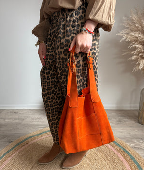 sac en cuir nubuck orange