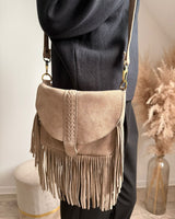 sac cuir nubuck avec franges 