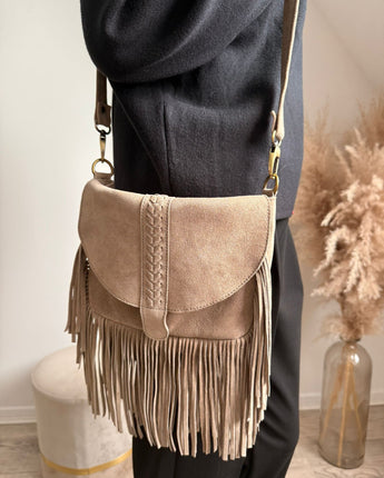 sac cuir nubuck avec franges 