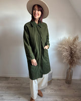 trench kaki revers et col velours, marque Johanna Paris