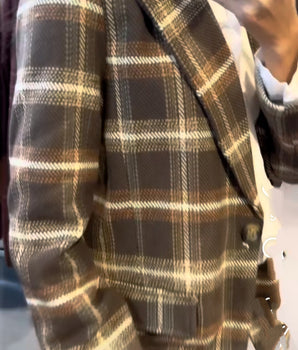 veste blazer à carreaux choco marque Johanna Paris