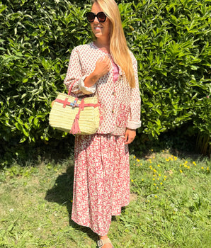veste matelassée légère rose à motif floral taille unique 36/42 Johanna Paris