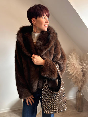 veste capuche, très chic et toute douce, marque The Corner, choco.