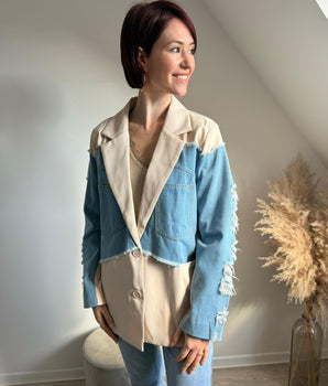 blazer loose bi-matière jean marque LM Lulu