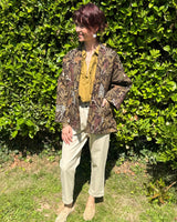 veste imprimée jungle, chic, automne tendance marron, beige, kaki, ocre, marque Johanna Paris